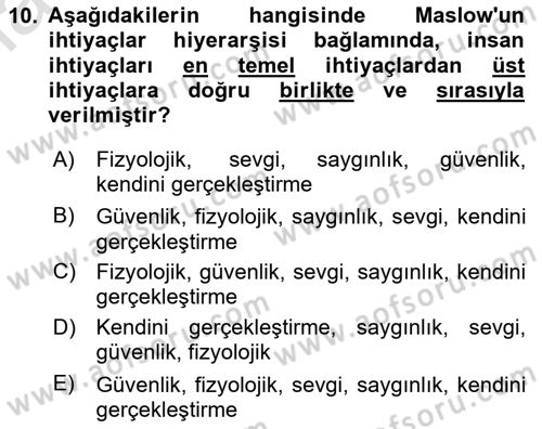 Aile Psikolojisi ve Eğitimi Dersi 2024 - 2025 Yılı Yaz Okulu Sınav Soruları 10. Soru