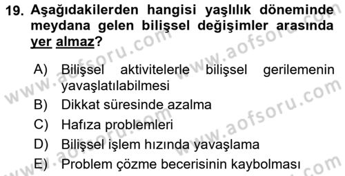 Aile Psikolojisi ve Eğitimi Dersi 2024 - 2025 Yılı Yaz Okulu Sınav Soruları 19. Soru