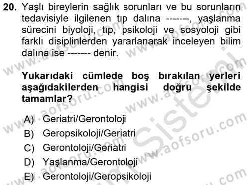 Aile Psikolojisi ve Eğitimi Dersi 2024 - 2025 Yılı Yaz Okulu Sınav Soruları 20. Soru
