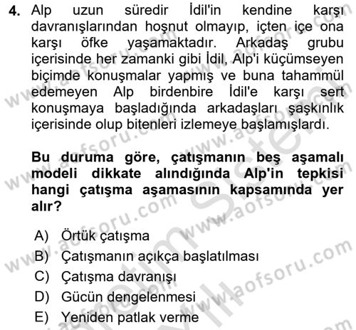 Aile Psikolojisi ve Eğitimi Dersi 2024 - 2025 Yılı Yaz Okulu Sınav Soruları 4. Soru