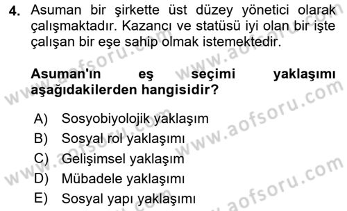 Aile Psikolojisi ve Eğitimi Dersi 2025 - 2026 Yılı (Vize) Ara Sınav Soruları 4. Soru