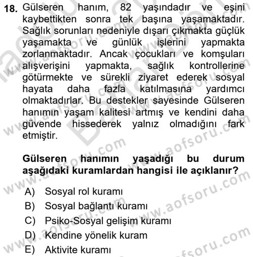 Aile Psikolojisi ve Eğitimi Dersi 2025 - 2026 Yılı (Final) Dönem Sonu Sınav Soruları 18. Soru