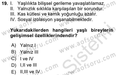 Aile Psikolojisi ve Eğitimi Dersi 2025 - 2026 Yılı (Final) Dönem Sonu Sınav Soruları 19. Soru