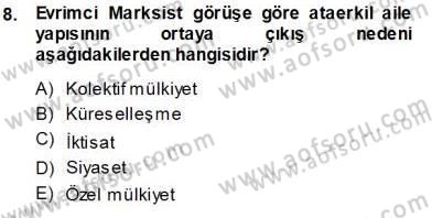 Aile Ekonomisi Dersi 2013 - 2014 Yılı Tek Ders Sınav Soruları 8. Soru