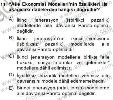 Aile Ekonomisi Dersi Ara Sınavı Deneme Sınav Soruları 11. Soru