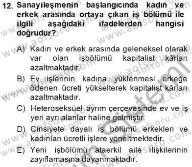Aile Ekonomisi Dersi 2014 - 2015 Yılı (Vize) Ara Sınav Soruları 12. Soru