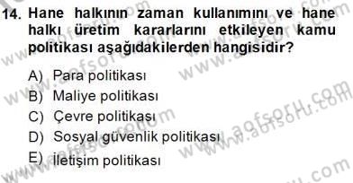Aile Ekonomisi Dersi Ara Sınavı Deneme Sınav Soruları 14. Soru