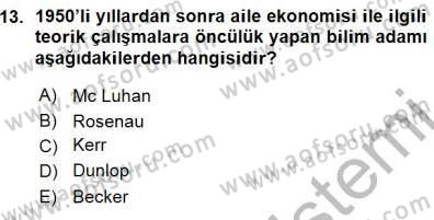 Aile Ekonomisi Dersi 2015 - 2016 Yılı (Vize) Ara Sınav Soruları 13. Soru