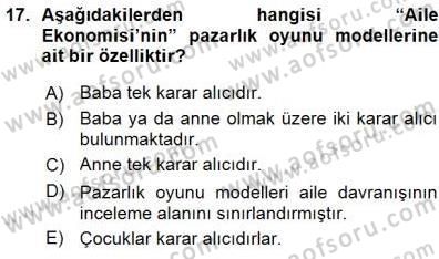 Aile Ekonomisi Dersi Ara Sınavı Deneme Sınav Soruları 17. Soru