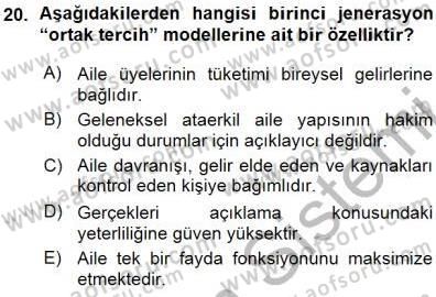 Aile Ekonomisi Dersi Ara Sınavı Deneme Sınav Soruları 20. Soru