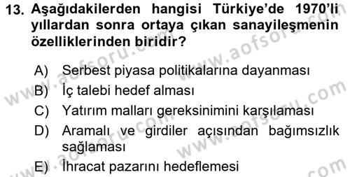 Aile Ekonomisi Dersi 2016 - 2017 Yılı 3 Ders Sınav Soruları 13. Soru
