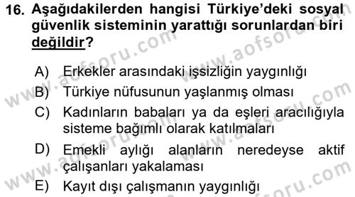 Aile Ekonomisi Dersi 2016 - 2017 Yılı 3 Ders Sınav Soruları 16. Soru