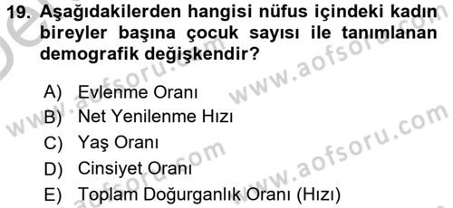 Aile Ekonomisi Dersi 2016 - 2017 Yılı 3 Ders Sınav Soruları 19. Soru