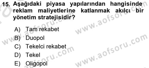 Aile Ekonomisi Dersi 2016 - 2017 Yılı (Vize) Ara Sınav Soruları 15. Soru