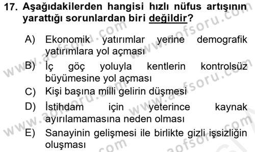 Aile Ekonomisi Dersi 2016 - 2017 Yılı (Final) Dönem Sonu Sınav Soruları 17. Soru