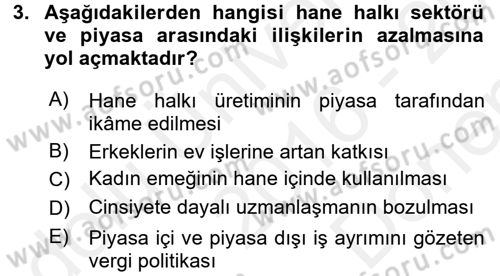 Aile Ekonomisi Dersi 2016 - 2017 Yılı (Final) Dönem Sonu Sınav Soruları 3. Soru