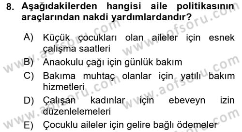 Aile Ekonomisi Dersi 2016 - 2017 Yılı (Final) Dönem Sonu Sınav Soruları 8. Soru