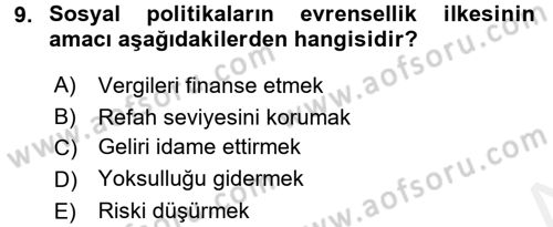 Aile Ekonomisi Dersi 2016 - 2017 Yılı (Final) Dönem Sonu Sınav Soruları 9. Soru