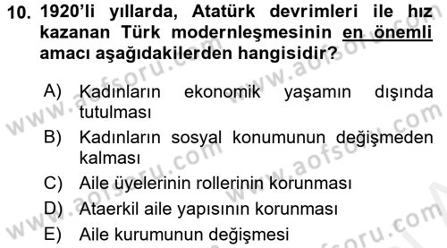 Aile Ekonomisi Dersi 2017 - 2018 Yılı 3 Ders Sınav Soruları 10. Soru