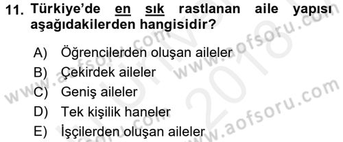 Aile Ekonomisi Dersi 2017 - 2018 Yılı 3 Ders Sınav Soruları 11. Soru