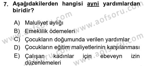 Aile Ekonomisi Dersi 2017 - 2018 Yılı 3 Ders Sınav Soruları 7. Soru