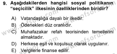 Aile Ekonomisi Dersi 2017 - 2018 Yılı 3 Ders Sınav Soruları 9. Soru