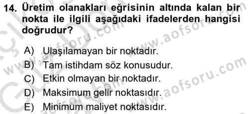 Aile Ekonomisi Dersi Ara Sınavı Deneme Sınav Soruları 14. Soru