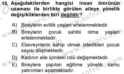 Aile Ekonomisi Dersi Ara Sınavı Deneme Sınav Soruları 15. Soru