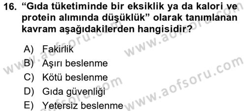 Aile Ekonomisi Dersi Ara Sınavı Deneme Sınav Soruları 16. Soru