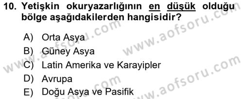Aile Ekonomisi Dersi 2017 - 2018 Yılı (Final) Dönem Sonu Sınav Soruları 10. Soru