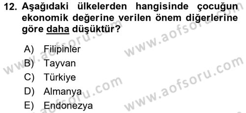 Aile Ekonomisi Dersi 2017 - 2018 Yılı (Final) Dönem Sonu Sınav Soruları 12. Soru