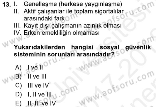 Aile Ekonomisi Dersi 2017 - 2018 Yılı (Final) Dönem Sonu Sınav Soruları 13. Soru
