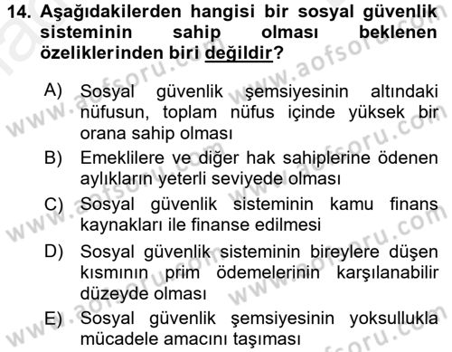 Aile Ekonomisi Dersi 2017 - 2018 Yılı (Final) Dönem Sonu Sınav Soruları 14. Soru