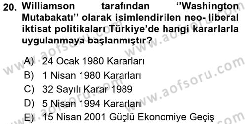 Aile Ekonomisi Dersi 2017 - 2018 Yılı (Final) Dönem Sonu Sınav Soruları 20. Soru