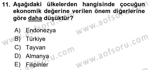 Aile Ekonomisi Dersi 2018 - 2019 Yılı 3 Ders Sınav Soruları 11. Soru