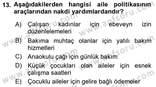 Aile Ekonomisi Dersi 2018 - 2019 Yılı 3 Ders Sınav Soruları 13. Soru