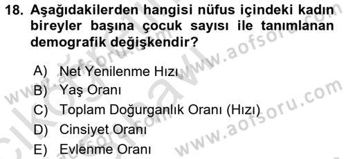 Aile Ekonomisi Dersi 2018 - 2019 Yılı 3 Ders Sınav Soruları 18. Soru