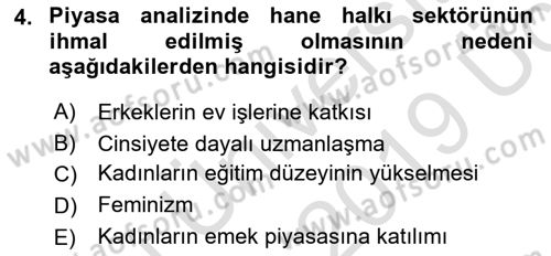 Aile Ekonomisi Dersi 2018 - 2019 Yılı 3 Ders Sınav Soruları 4. Soru