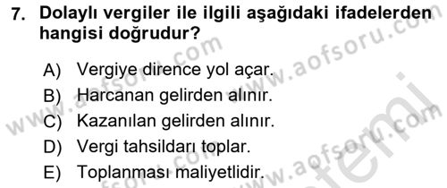 Aile Ekonomisi Dersi 2018 - 2019 Yılı 3 Ders Sınav Soruları 7. Soru