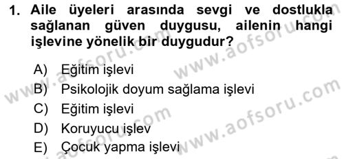 Aile Ekonomisi Dersi 2018 - 2019 Yılı Yaz Okulu Sınav Soruları 1. Soru