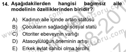 Aile Ekonomisi Dersi 2018 - 2019 Yılı Yaz Okulu Sınav Soruları 14. Soru