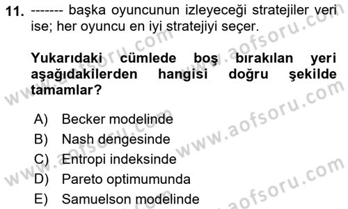 Aile Ekonomisi Dersi 2019 - 2020 Yılı (Vize) Ara Sınavı 11. Soru