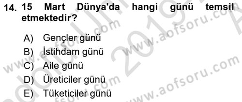 Aile Ekonomisi Dersi 2019 - 2020 Yılı (Vize) Ara Sınav Soruları 14. Soru