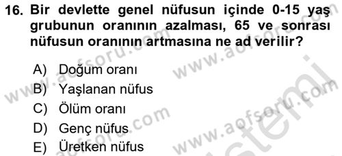 Aile Ekonomisi Dersi Ara Sınavı Deneme Sınav Soruları 16. Soru