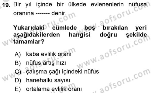 Aile Ekonomisi Dersi 2019 - 2020 Yılı (Vize) Ara Sınavı 19. Soru