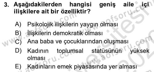Aile Ekonomisi Dersi Ara Sınavı Deneme Sınav Soruları 3. Soru