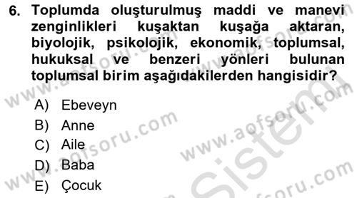 Aile Ekonomisi Dersi Ara Sınavı Deneme Sınav Soruları 6. Soru