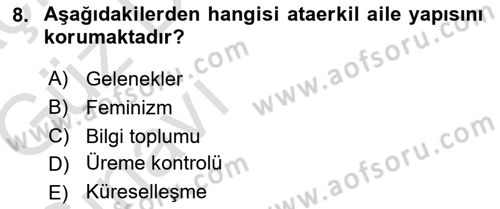 Aile Ekonomisi Dersi Ara Sınavı Deneme Sınav Soruları 8. Soru