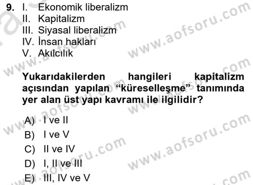 Aile Ekonomisi Dersi Ara Sınavı Deneme Sınav Soruları 9. Soru
