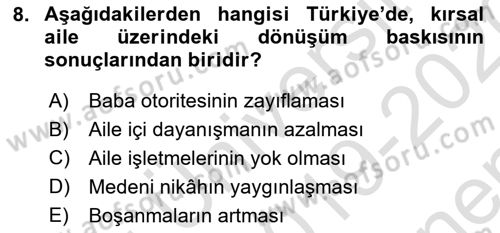 Aile Ekonomisi Dersi 2019 - 2020 Yılı (Final) Dönem Sonu Sınav Soruları 8. Soru